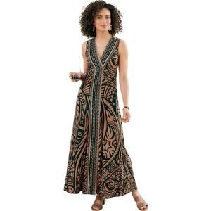 Soft Surroundings Women’s Serengeti Sleeveless Maxi Dress Sable Size Medium